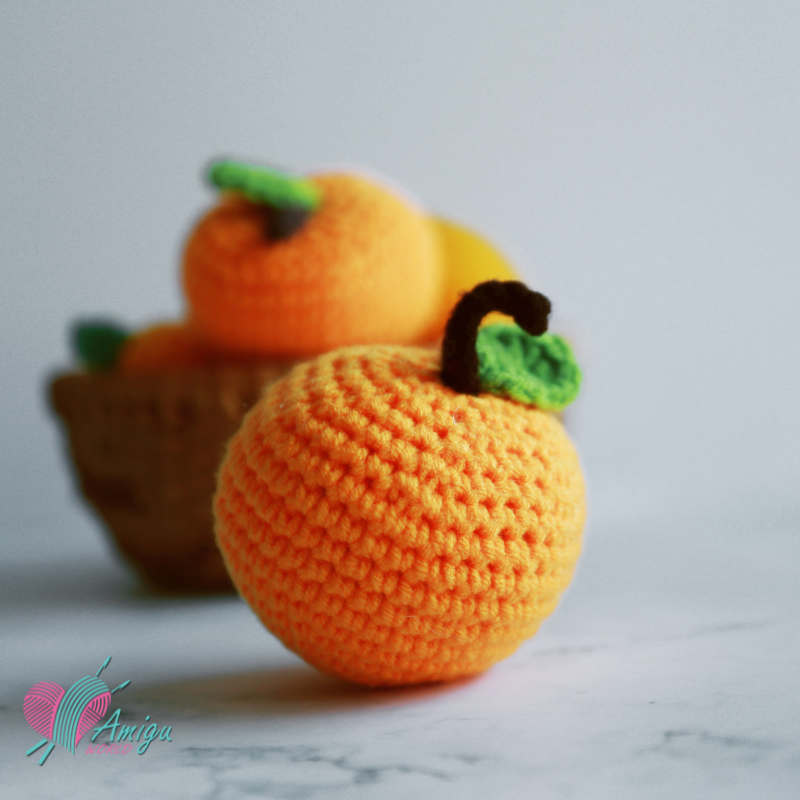 Trái cam bằng len amigurumi 