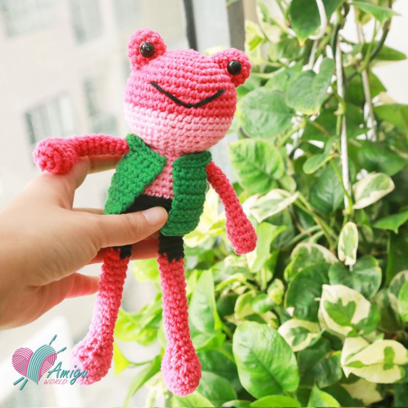 Amigurumi little Frog in vest crochet pattern