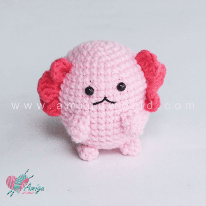 Pink axolotl crochet gills detail