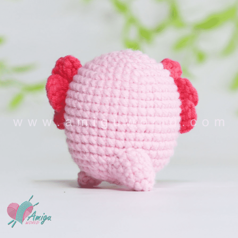 Handmade axolotl amigurumi bag charm