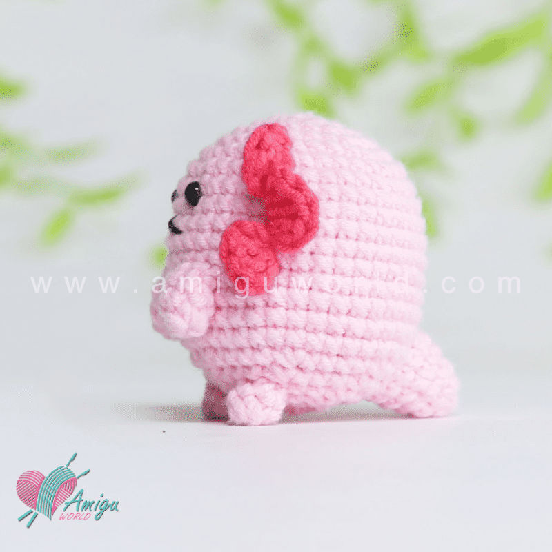 Cute pink axolotl crochet keychain