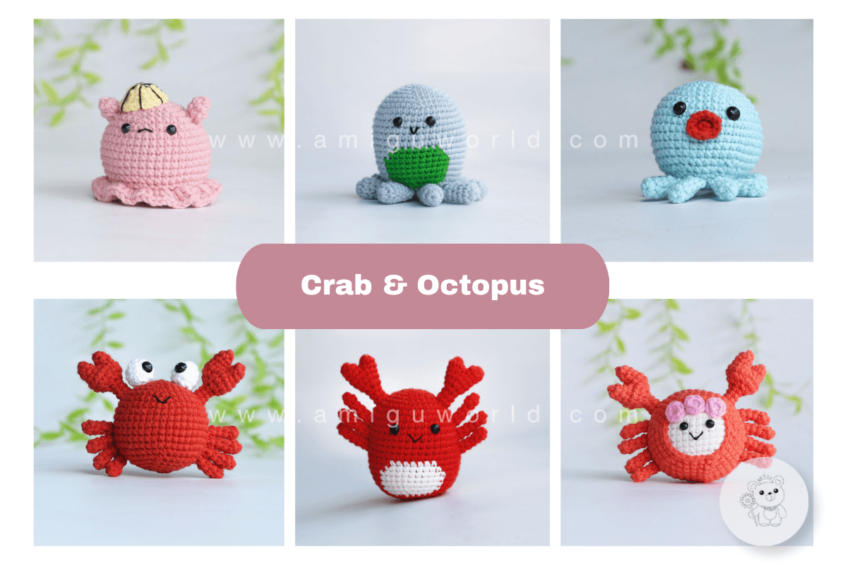 Crab and octopus amigurumi patterns