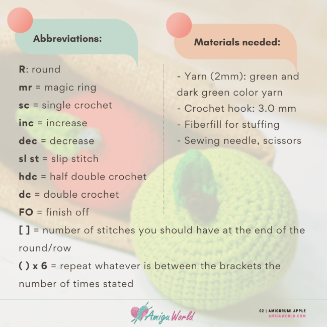 Apple - Fruit | Free Crochet Pattern | Amigurumi Tutorial PDF in English | AmiguWorld