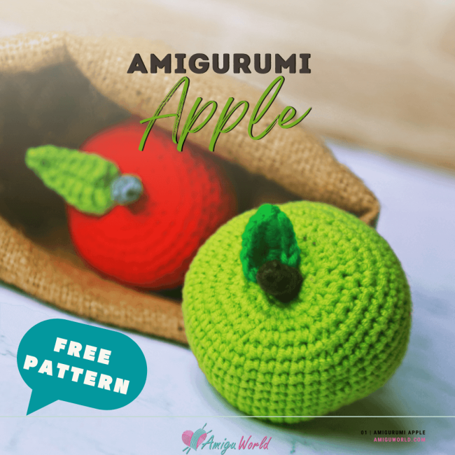 Apple - Fruit | Free Crochet Pattern | Amigurumi Tutorial PDF in English | AmiguWorld